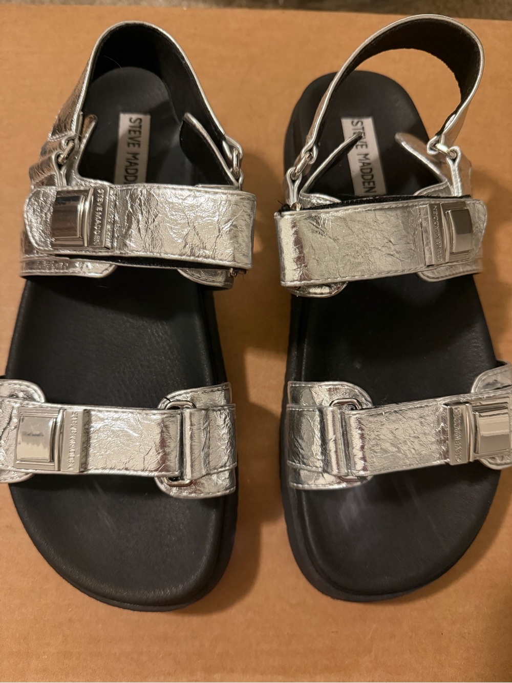 Steve Madden Metallic Silver Sandals